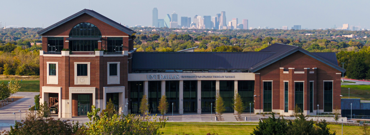 untd student center with skyline