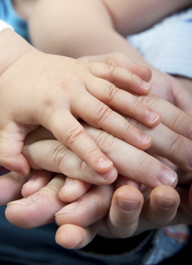 Hands of varying sizes/ages